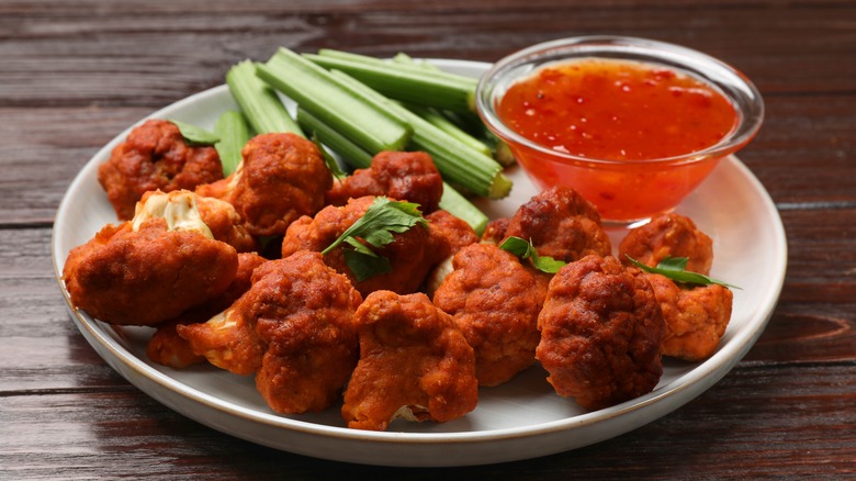 cauliflower wings with sauce