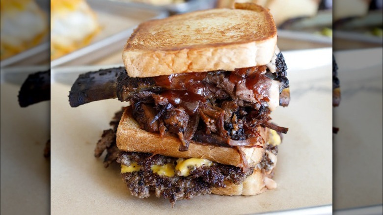 rib sandwich from Smoke & Fire Social Eatery