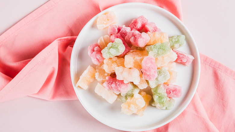 Plate of frozen gummy bears