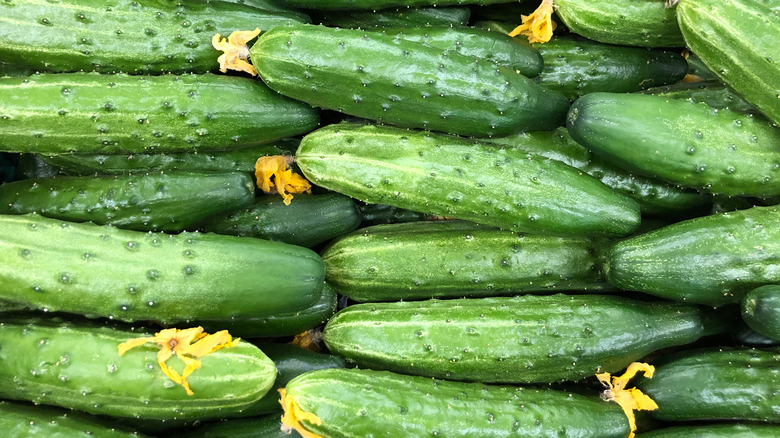 Whole green cucumbers