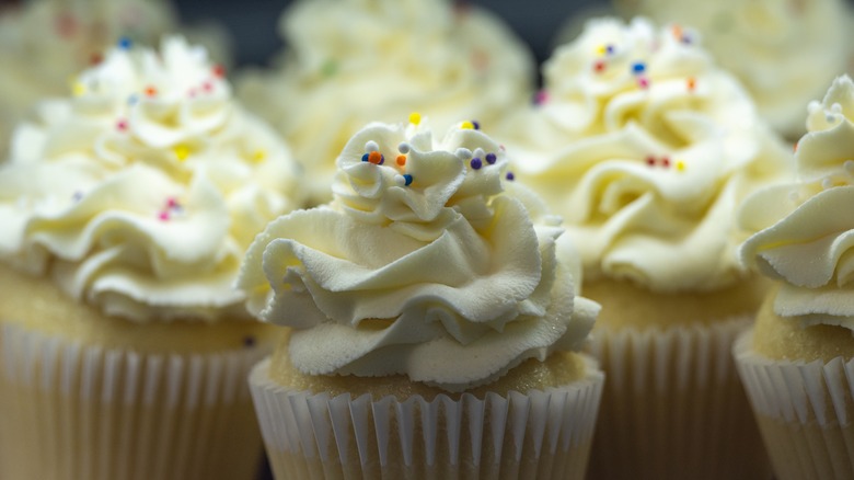 Cupcakes with whipped cream frosting