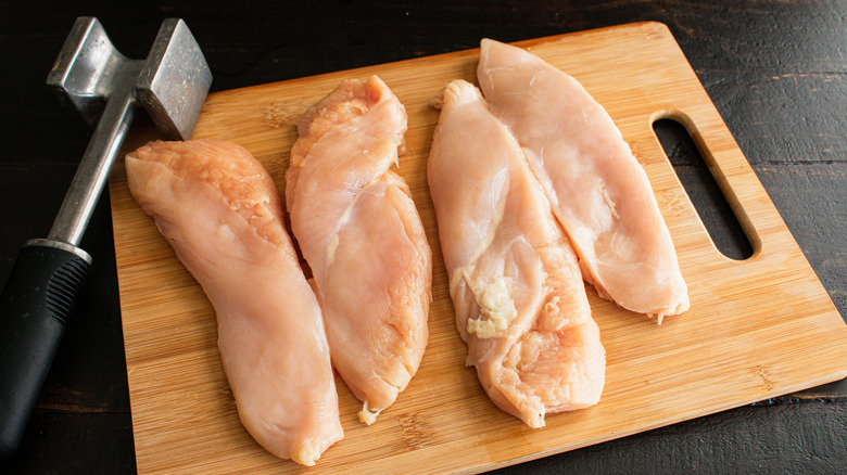 Flattening chicken breasts