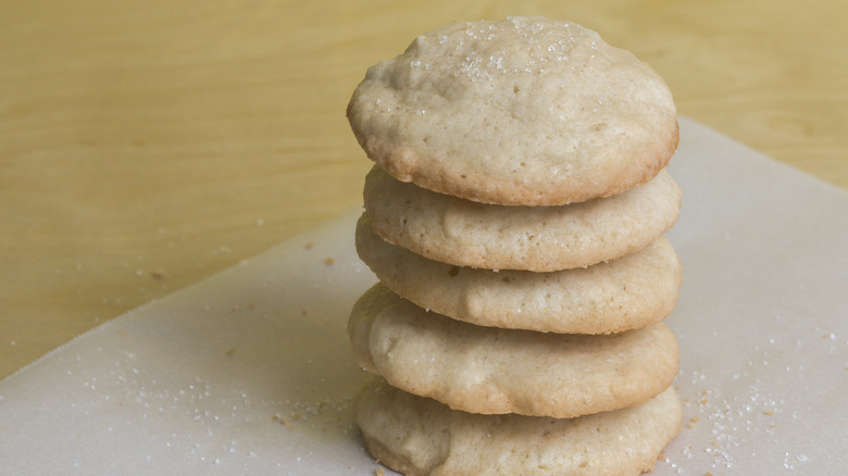 Stack of sugar cookies with sprinkled sugar  