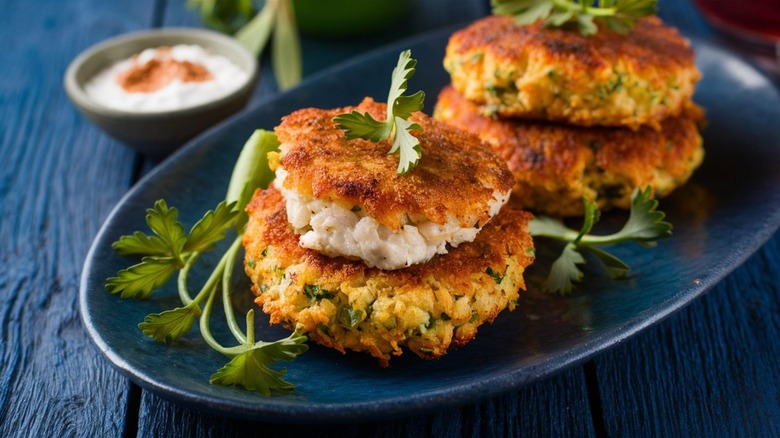 Crab cakes with parsley