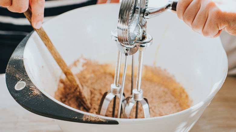 whipping ingredients in bowl