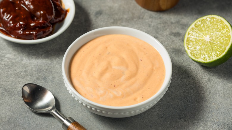 Bowl of BBQ mayonnaise sauce