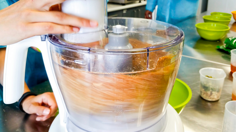 food inside a food processor