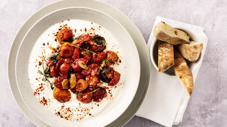 Roasted tomatoes on a dish