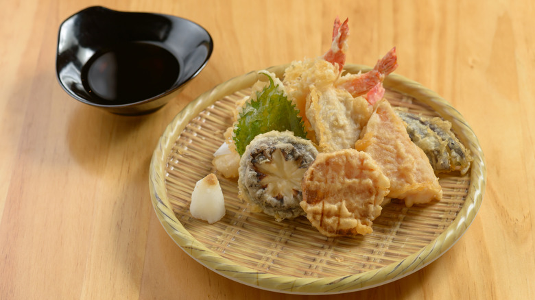 Plated tempura vegetables