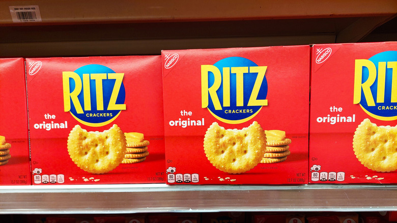 Ritz crackers boxes on shelf