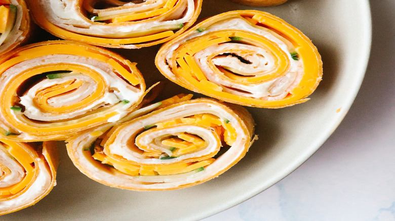 Sandwich pinwheels on plate