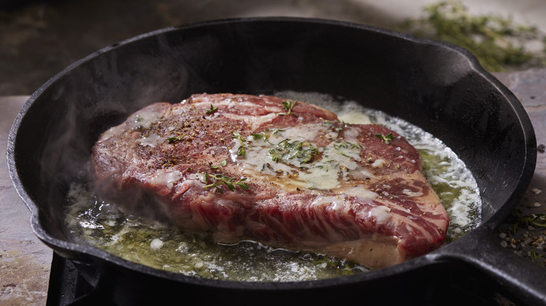 Steak with butter and herbs