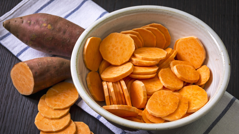 sweet potato slices in bowl