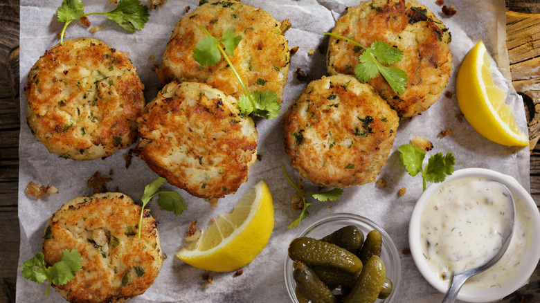 fish cakes with tartar sauce