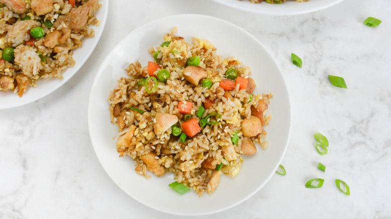 plate of chicken fried rice