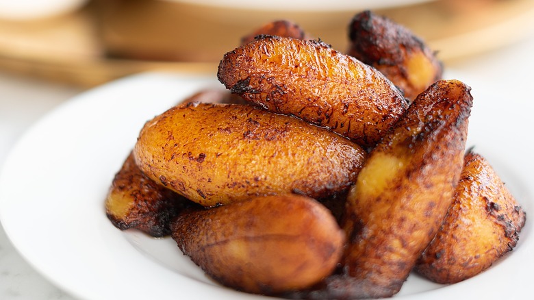 closeup of fried sweet plantains