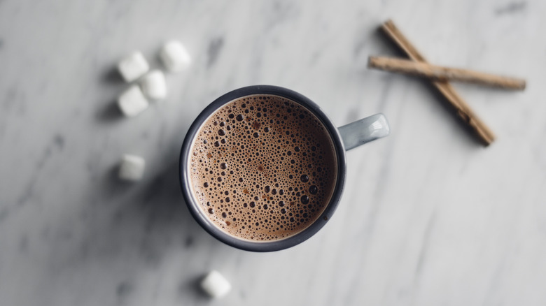 Hot chocolate in mug with marshmallows