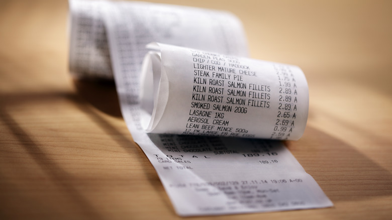 Receipt with upcharges