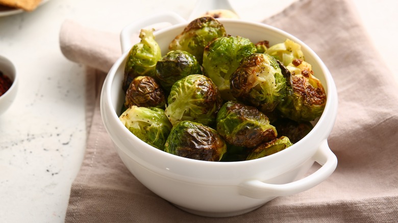 Roasted Brussels sprouts in dish