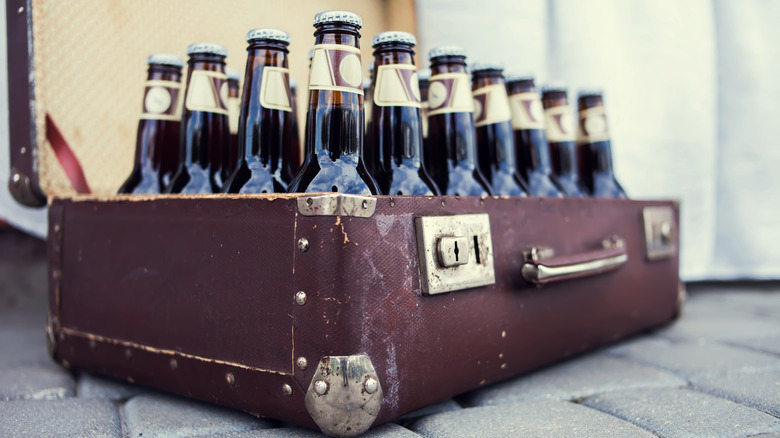 bottles beer old suitcase