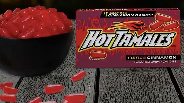 bowl and pack of Hot Tamales