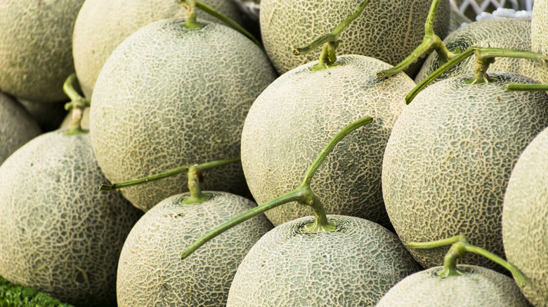 Stack of cantaloupes