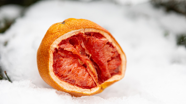 A shriveled up grapefruit