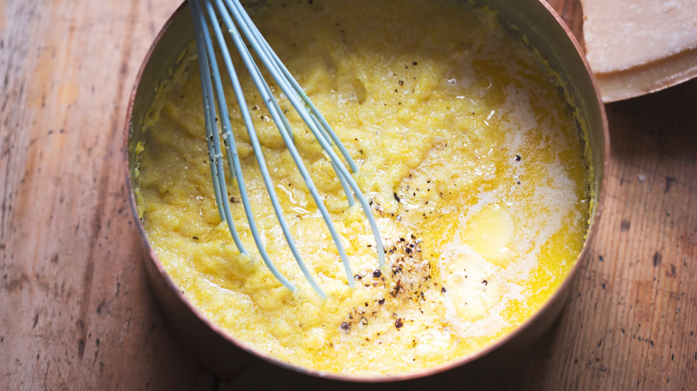 polenta in a sauce pan