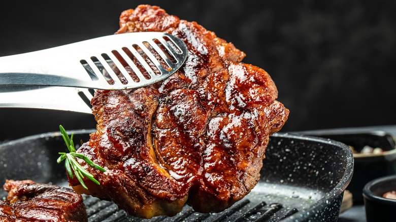 seared pork shoulder steak