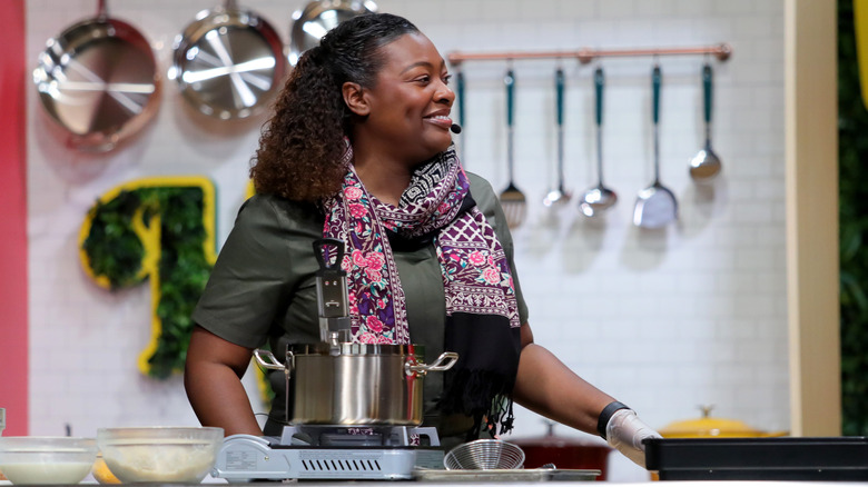 Tiffany Derry smiling during cooking demo