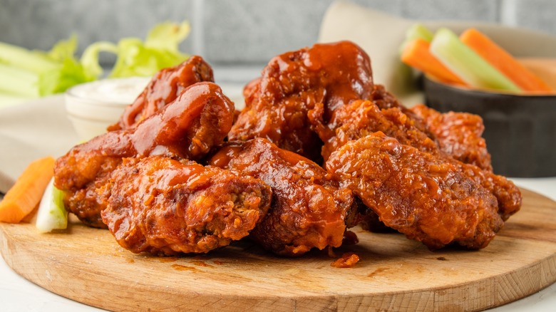 buffalo chicken wings on tray