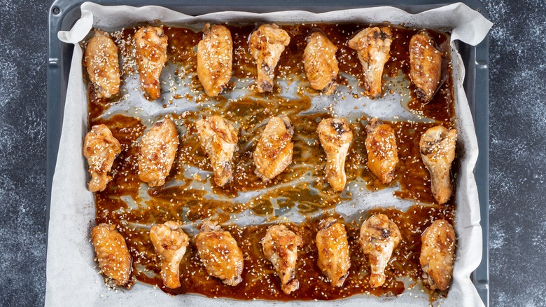 Wings on baking sheet 