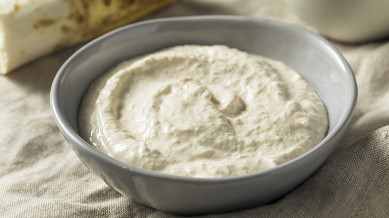 Homemade horseradish sauce in bowl