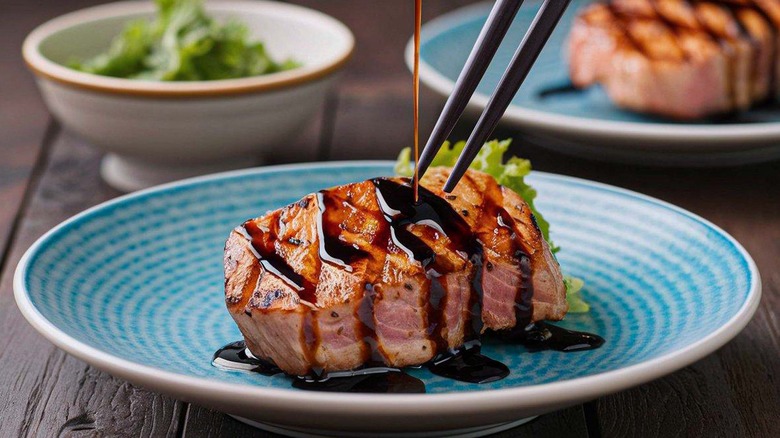 tuna steak on plate