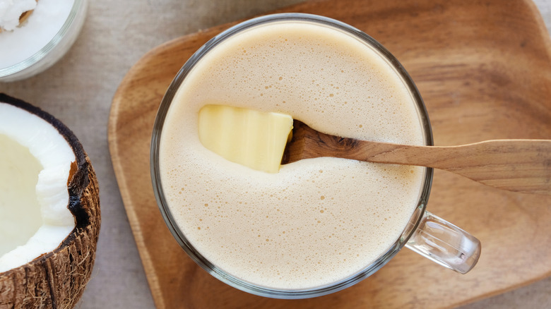 frothy butter in bowl