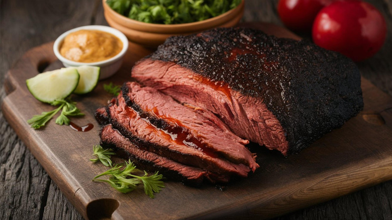 brisket sitting on cutting board