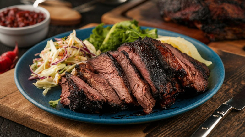 plate of tender smoked brisket