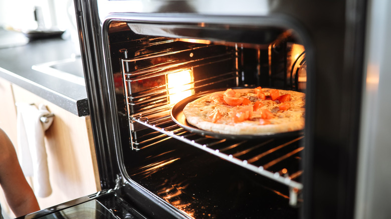 Pizza reheating in oven