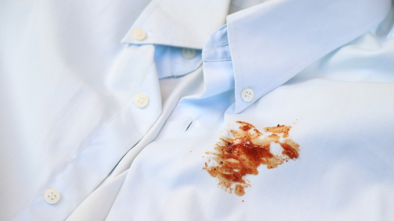 Barbecue sauce stain on shirt