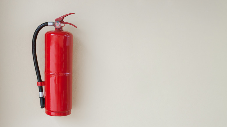 fire extinguisher on the wall 