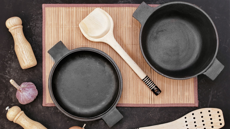 Cast iron pans and utensils