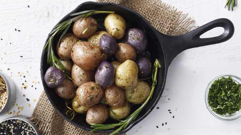 Potatoes in a cast iron pan