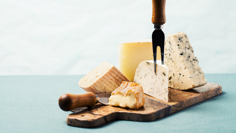 French cheese spread on a wooden board