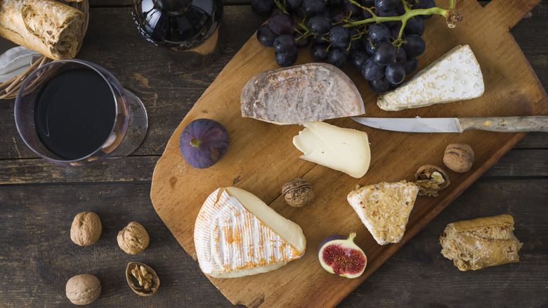 Aerial view of a cheese spread