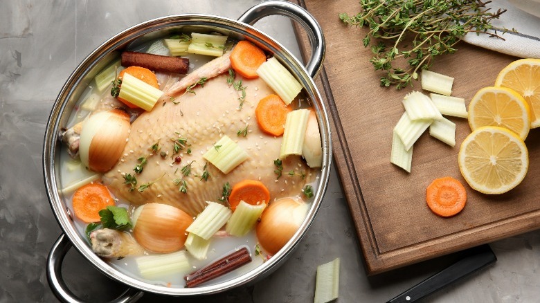 turkey brining with several aromatics.