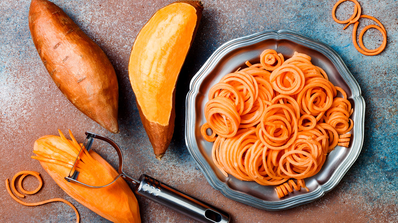 Sweet potato noodles and peeler