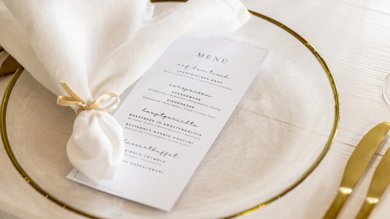 A menu without pricing on plate