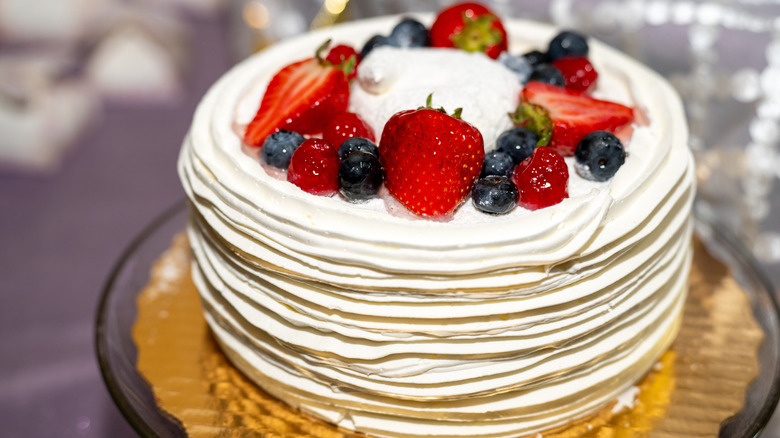 whipped cream frosted cake