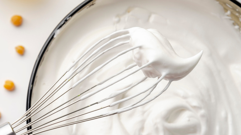 aquafaba on whisk