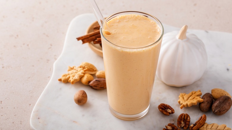 pumpkin smoothie in a glass